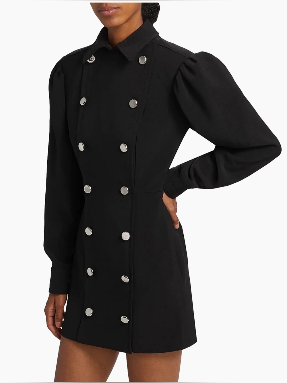 Ronny Kobo Collection Black Double-Breasted Mini Dress with Silver Buttons - Picture 4 of 12